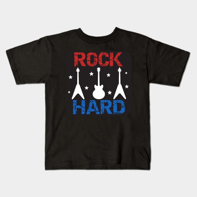 Rock Hard - Red, White and Blue Kids T-Shirt by TTLOVE